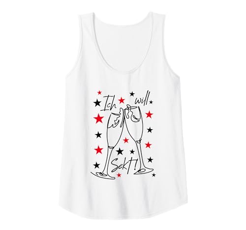 Damen Ich Will Sekt! Spruch Sektgläser - Sekttrinker Sektliebhaber Tank Top von Sektgeschenke für Frauen Sekttrinker Sektliebhaber