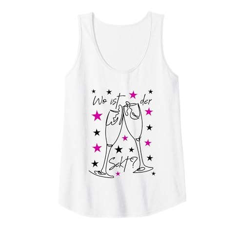 Damen Sektliebhaber Sektgläser Spruch Wo ist der Sekt? Sekttrinker Tank Top von Sektgeschenke für Frauen Sekttrinker Sektliebhaber