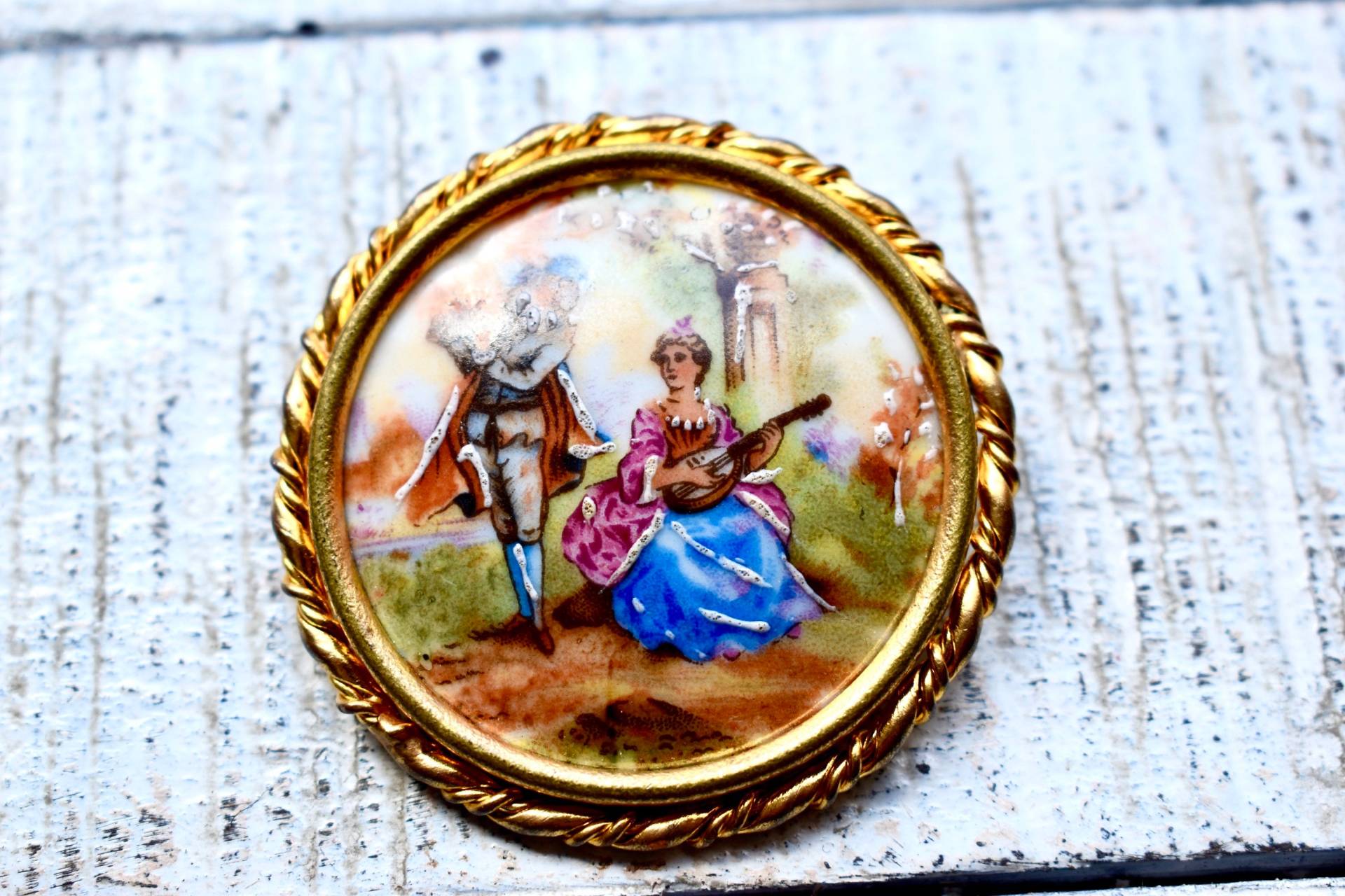 Antike Frankreich Limoges Porzellan Brosche Schmuck Damen Geschenk Handbemalte von SekulidisAntiques