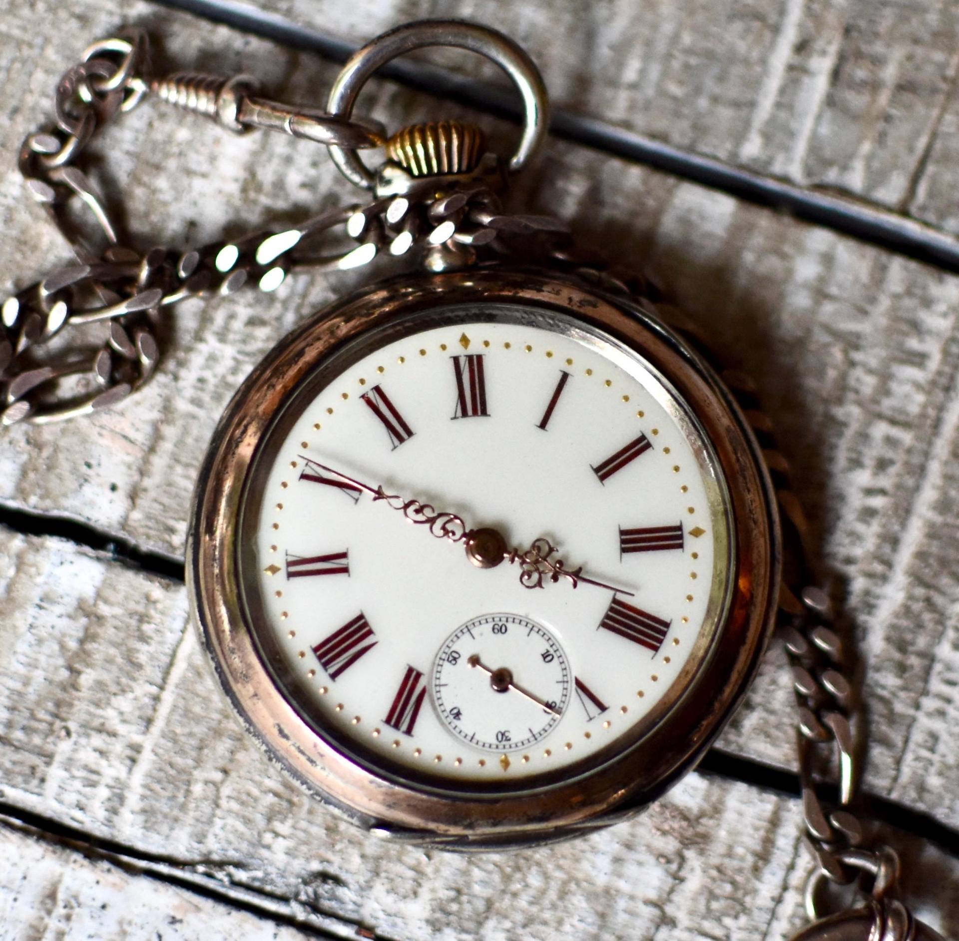 Antike Schweizer Taschenuhr Aus Sterlingsilber Sammleruhr Sterlingsilberkette von SekulidisAntiques