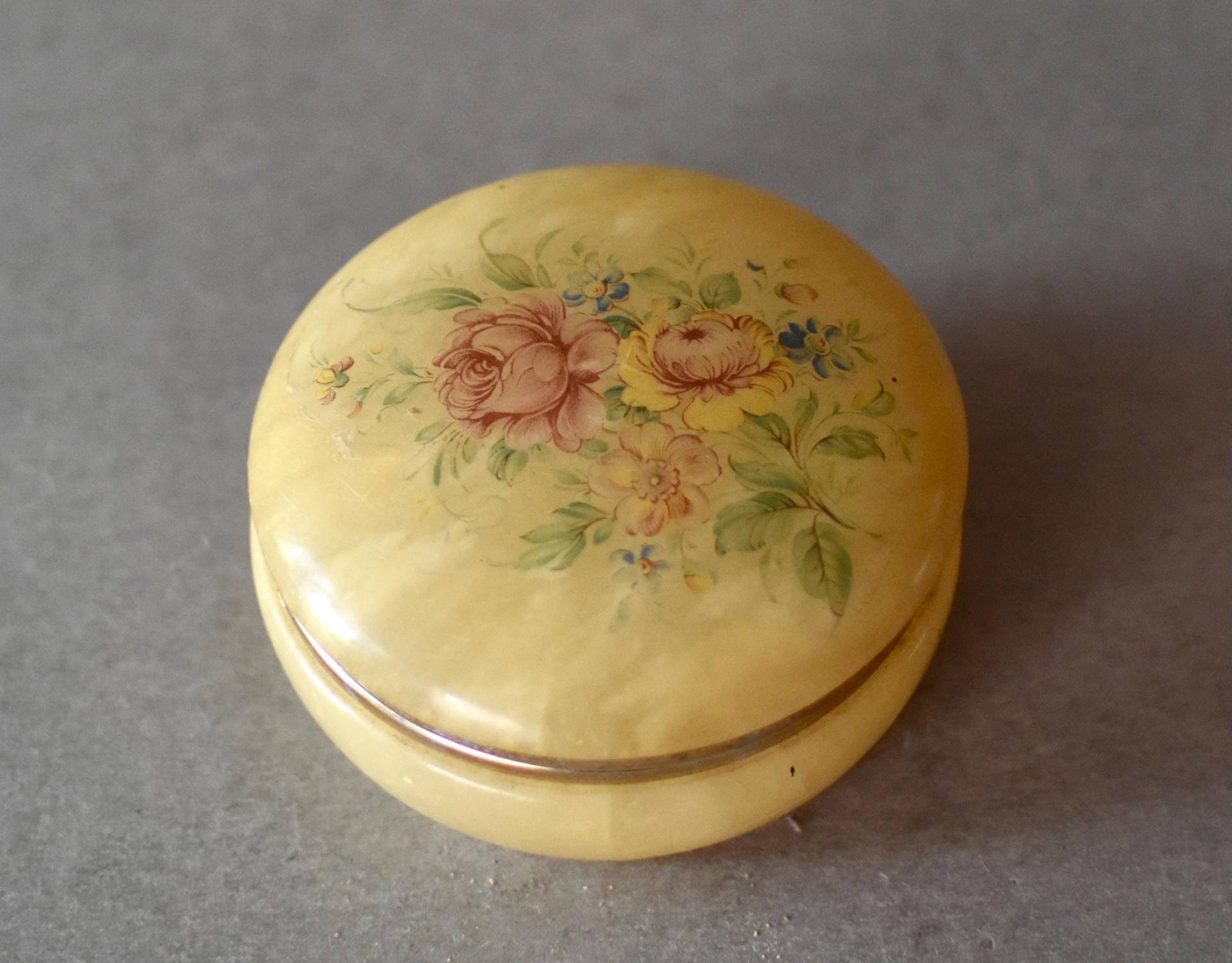 Vintage Alabaster Schmuckschatulle Schmuckschachtel Geschenk Italienisch Handbemalter von SekulidisAntiques