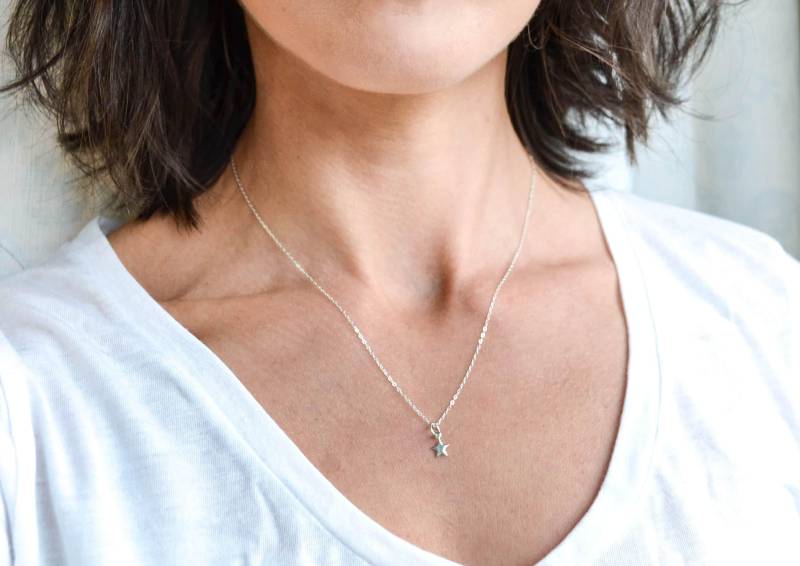 Sterling Silber, Zierliche Stern Halskette, Silber Stern, Greifen Sie Nach Den Sternen, Sternschnuppe Einfache Winzige Schmuck von SelaSage