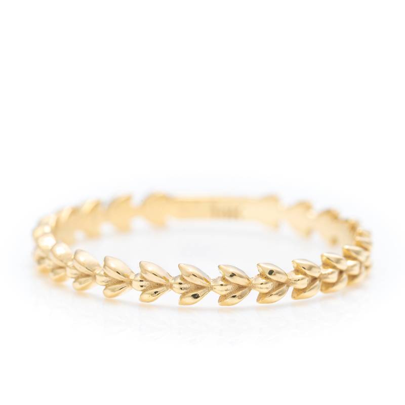 14K Solid Gold Leaf Ring Zierliche Rebe, Handgemachter Schmuck von SelanicaFineJewelry