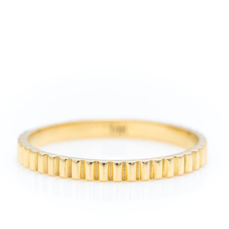 14K Gold Geriffelter Ring Handgemachte Art Deco Bandring von SelanicaFineJewelry
