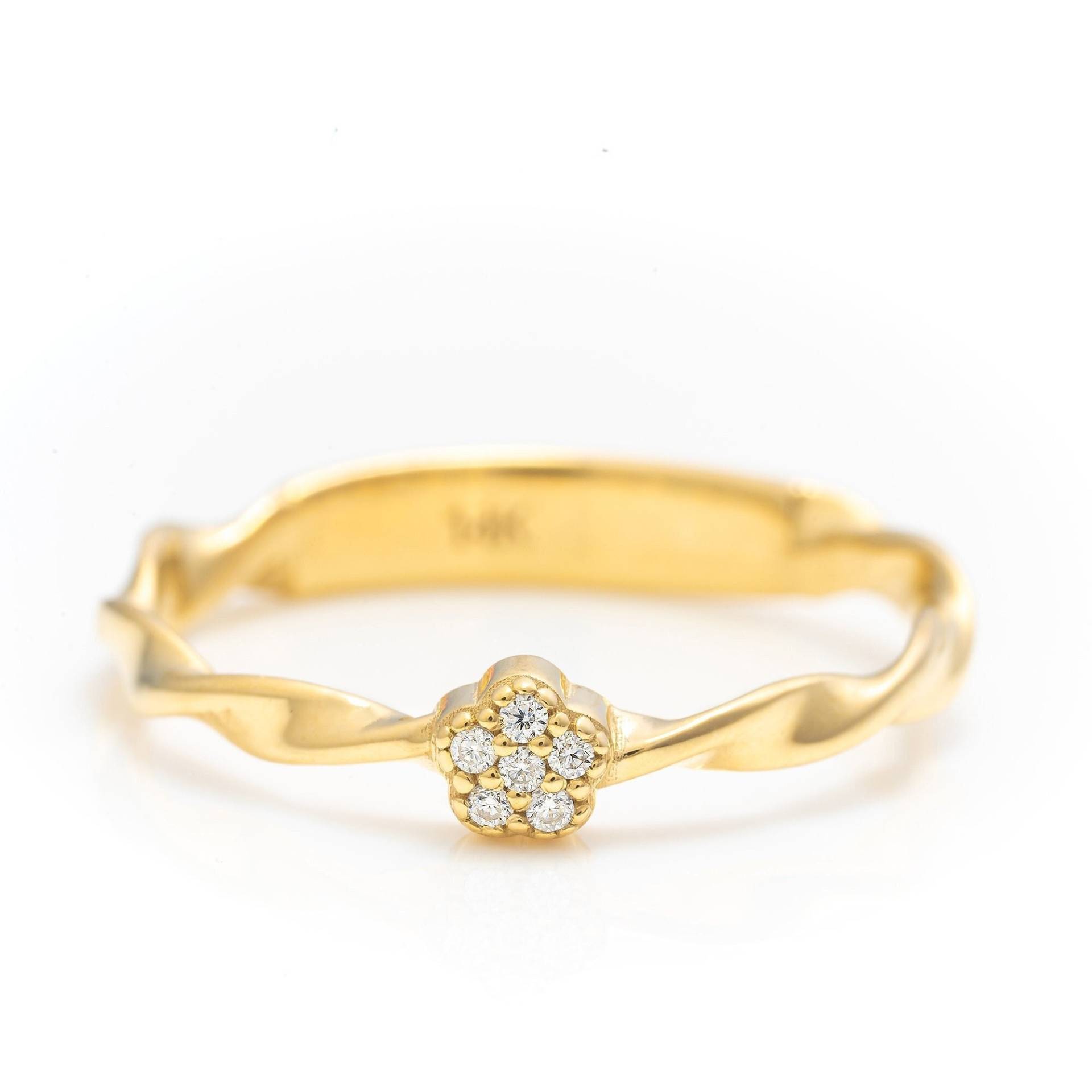 14K Solid Gold Floral Design Ring, Echt Wellen Band Handgemacht Premium Edlen Schmuck Von Selanica von SelanicaFineJewelry