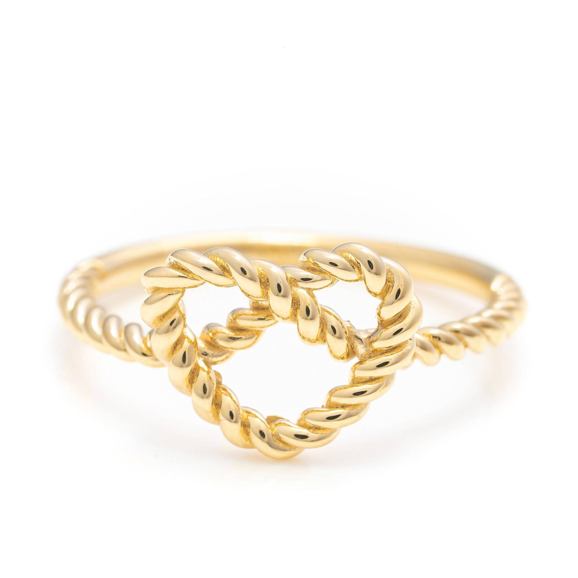 14K Solid Gold Herz Knoten Ring/Echt Twist Seil Handgemachter Feiner Schmuck Von Selanica von SelanicaFineJewelry