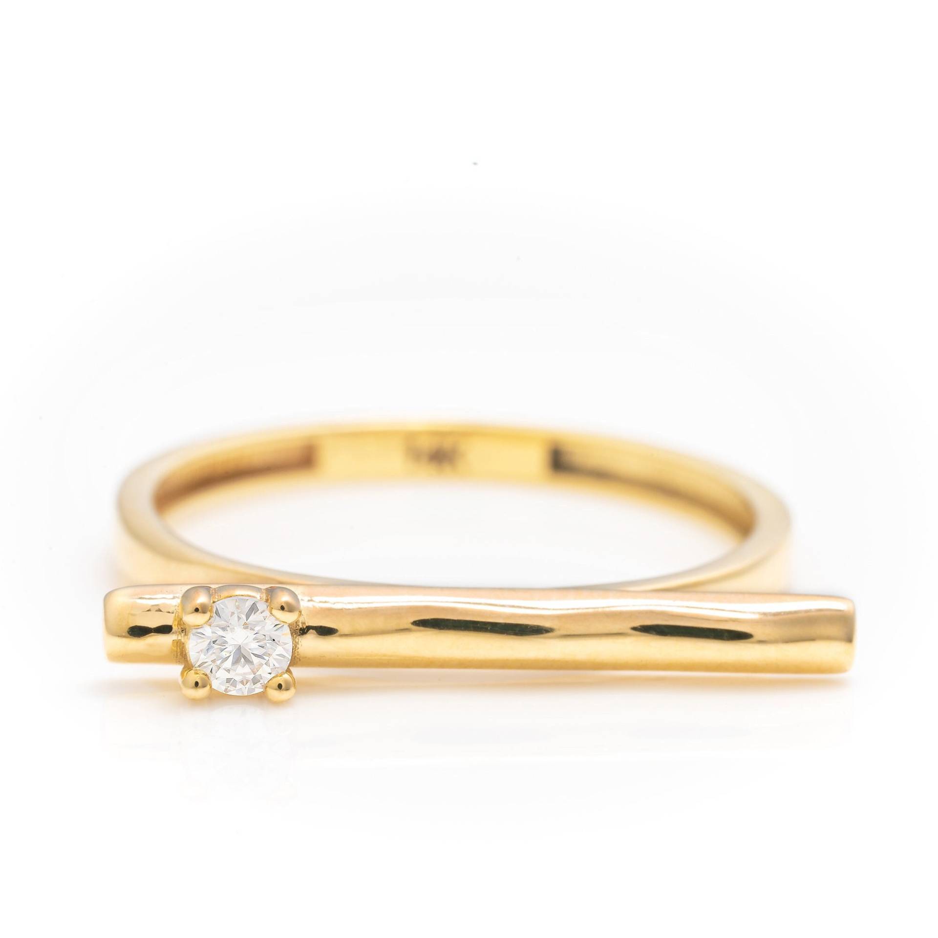 14K Solid Gold Iconic Bar Ring, Echtgold Premium Ring Für Sie, Einzigartiges Design, Handgemachter Feiner Schmuck Von Selanica von SelanicaFineJewelry