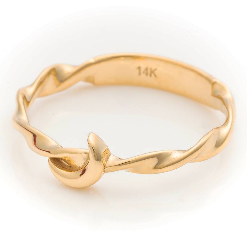 14K Solid Gold Mond Ring Handgemachter Twist Band Schmuck von SelanicaFineJewelry