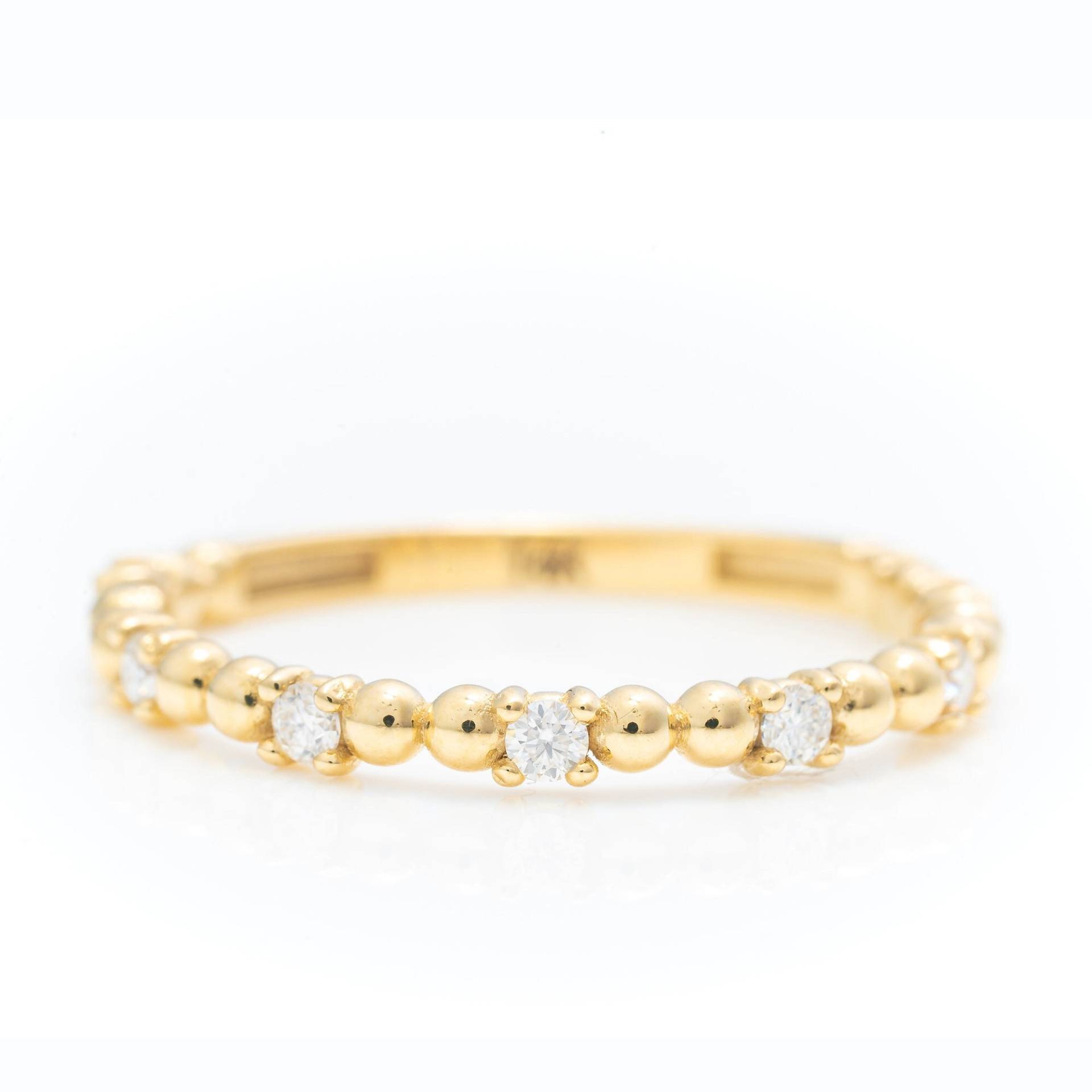 14K Solid Gold Perlen Band Ring/Echt Einzigartiges Design Premium Handgemachter Feiner Schmuck Von Selanica von SelanicaFineJewelry