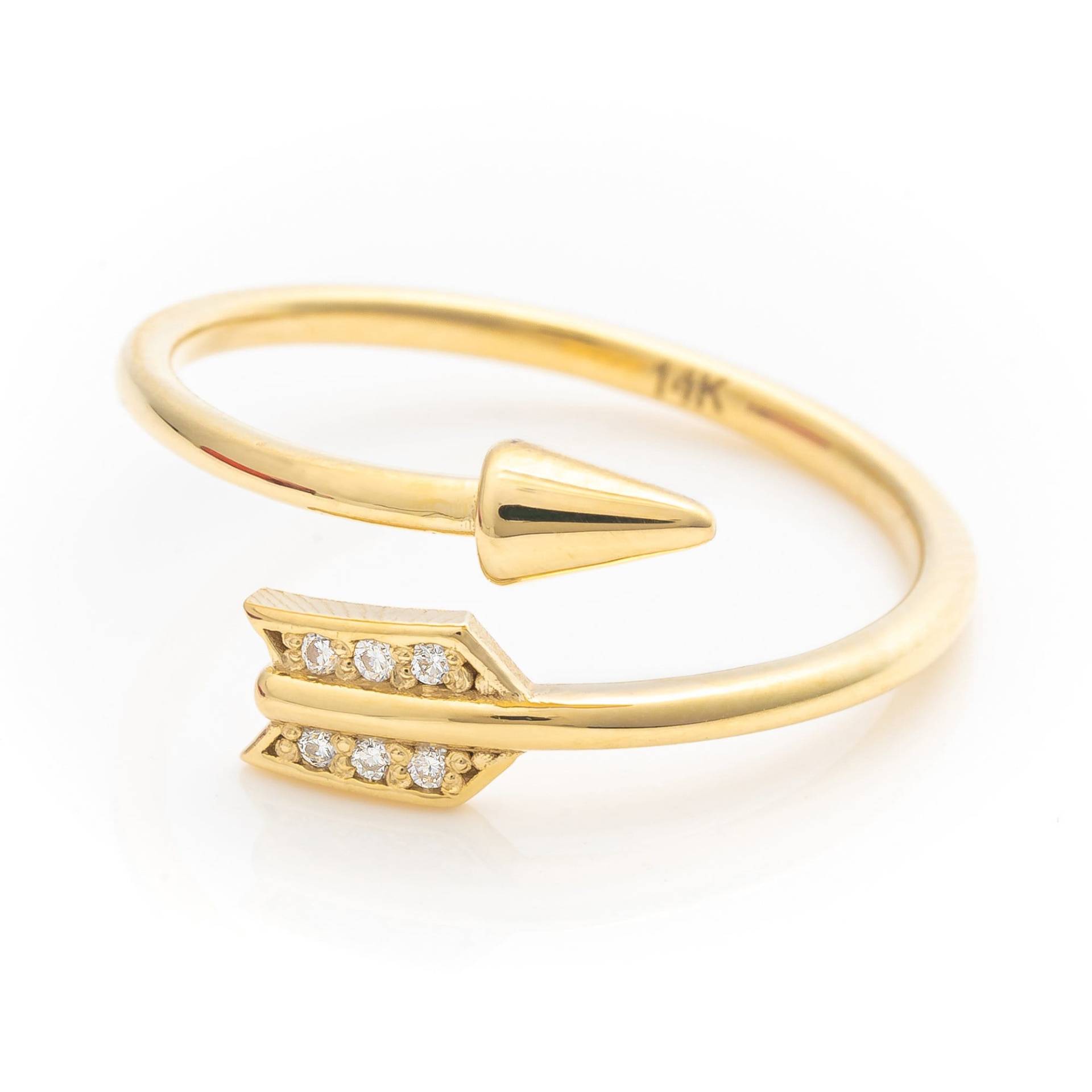 14K Solid Gold Pfeil Ring, Echt Seitlich Wrap Handgemachter Feiner Schmuck Von Selanica von SelanicaFineJewelry