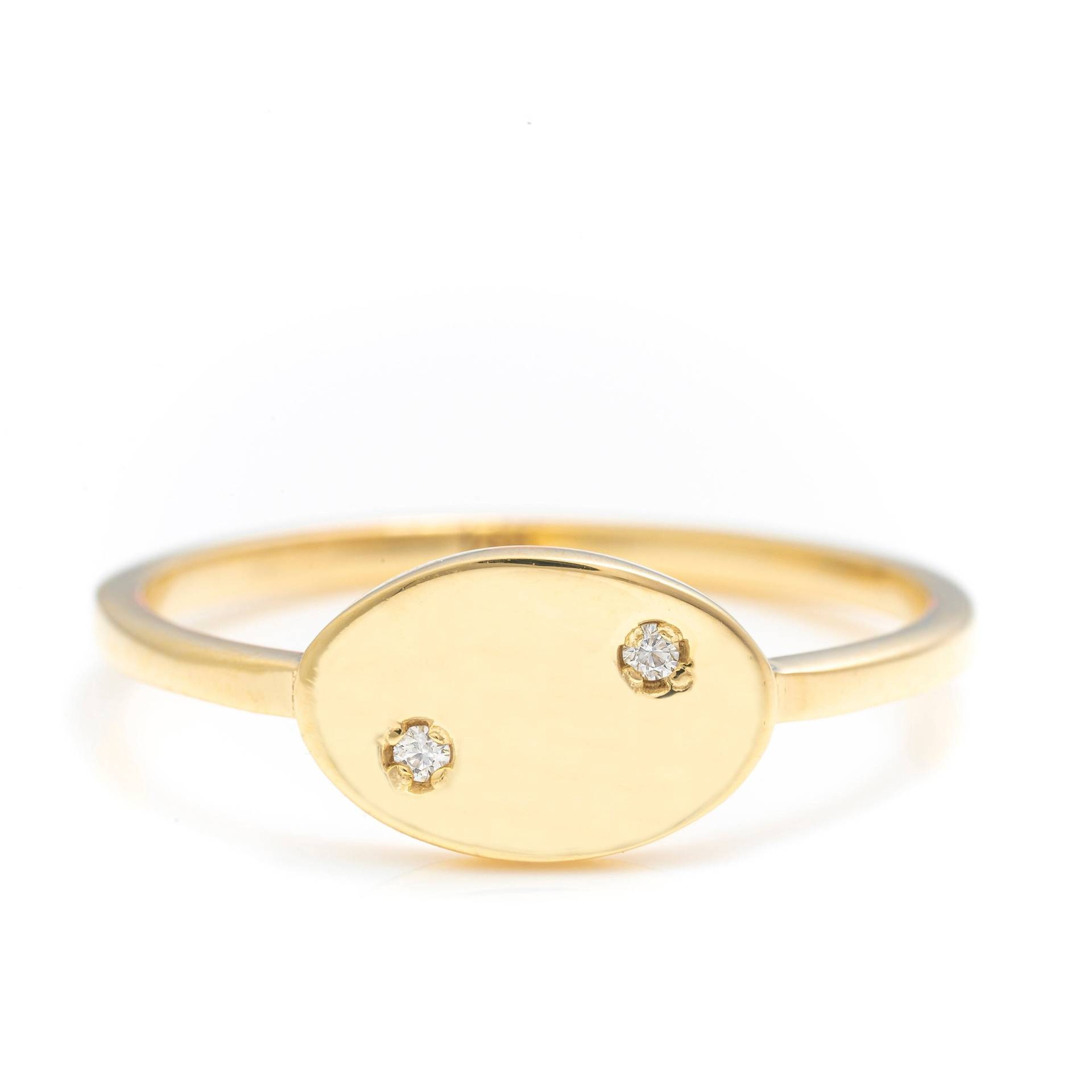 14K Solid Gold Premium Oval Ring/Echt Zierliche Ellipse Für Sie Handgemachter Feiner Schmuck Von Selanica von SelanicaFineJewelry