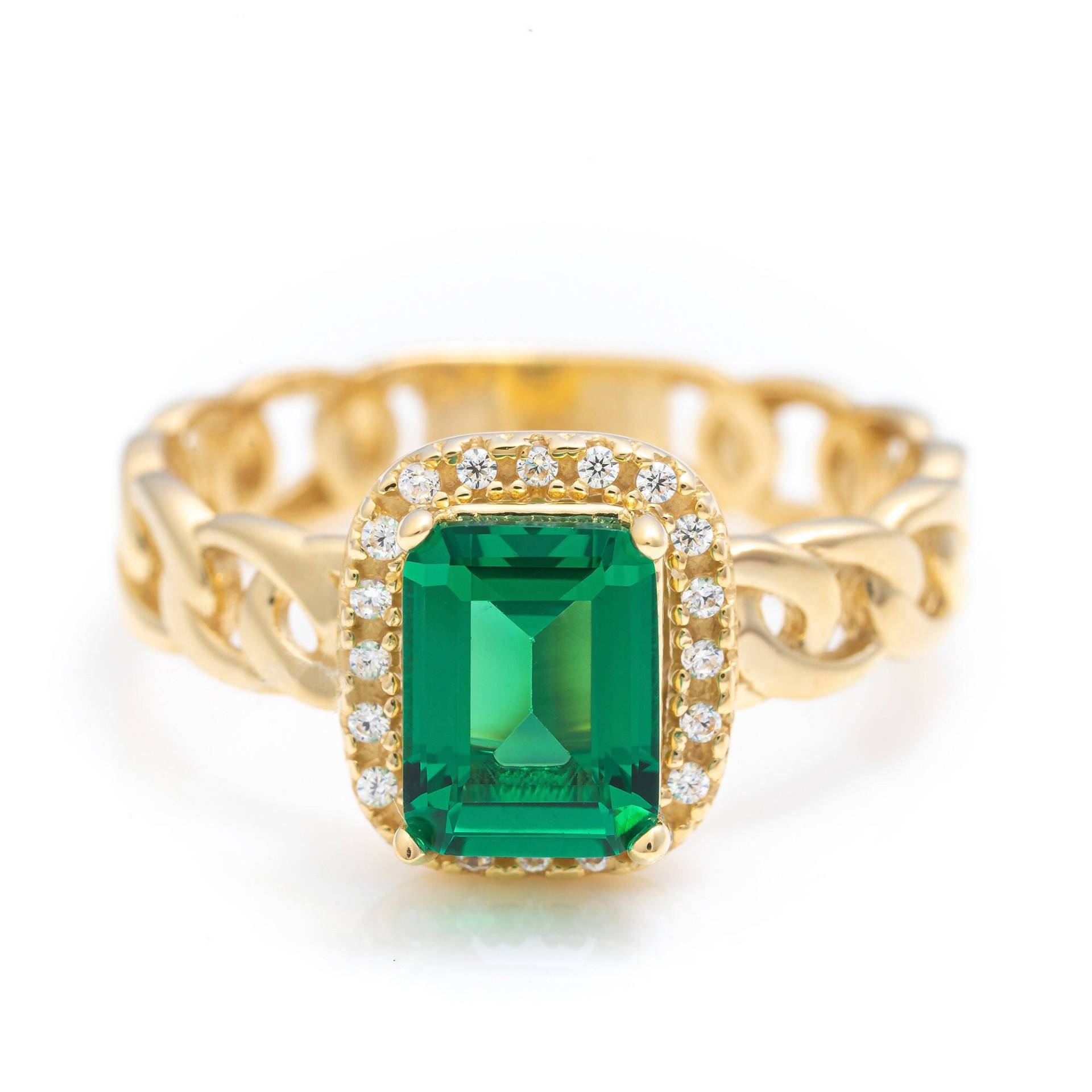 14K Solid Gold Smaragd Art Deco Ring/Echt Premium Baguette Handgemachter Feiner Schmuck Von Selanica von SelanicaFineJewelry