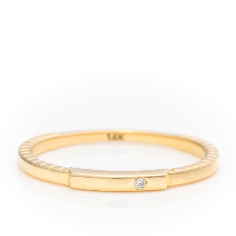Echt Gold Einzelstein Ring/stapelbarer Goldring Premium Ehering Handgemachter Feiner Schmuck Von Selanica von SelanicaFineJewelry