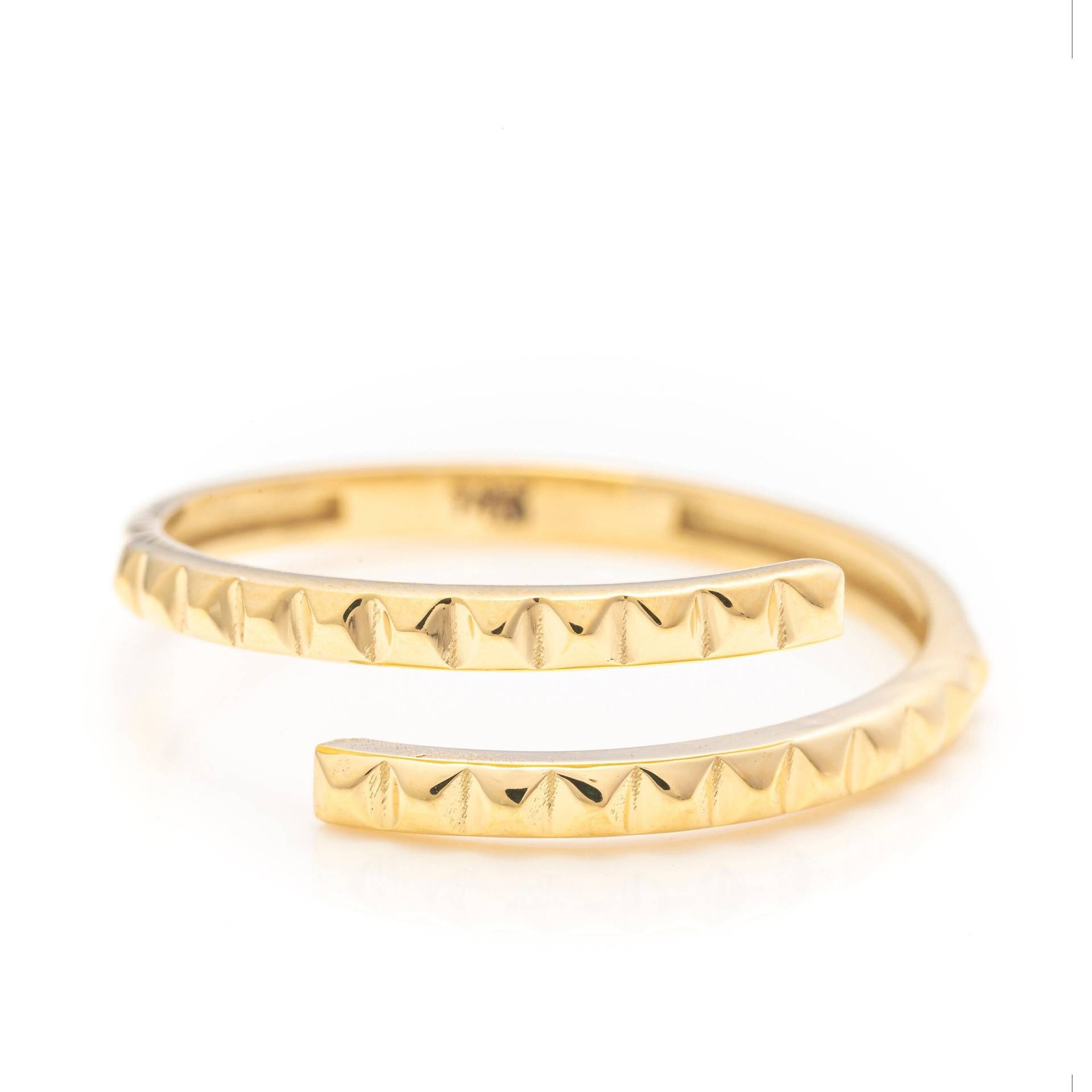 14K Solid Gold Strukturierte Spiralring, Echt Offen Gerippte Band, Handgemachter Premium Fine Schmuck Von Selanica von SelanicaFineJewelry