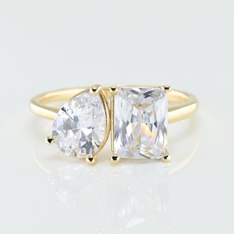 Toi Et Moi Gold Ring Handgemachter Du & Ich Ring von SelanicaFineJewelry