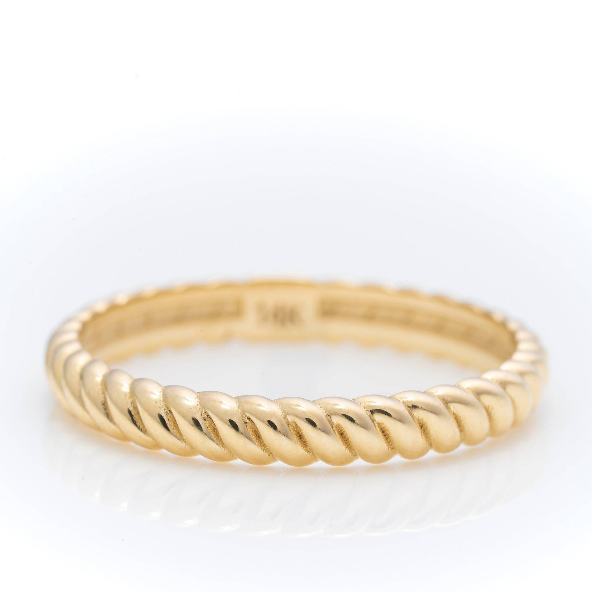 14K Solid Gold Twisted Seil Ring/Echt 2, 6 Mm Twist Band Premium Kuppel Handgemachter Edel Schmuck Von Selanica von SelanicaFineJewelry
