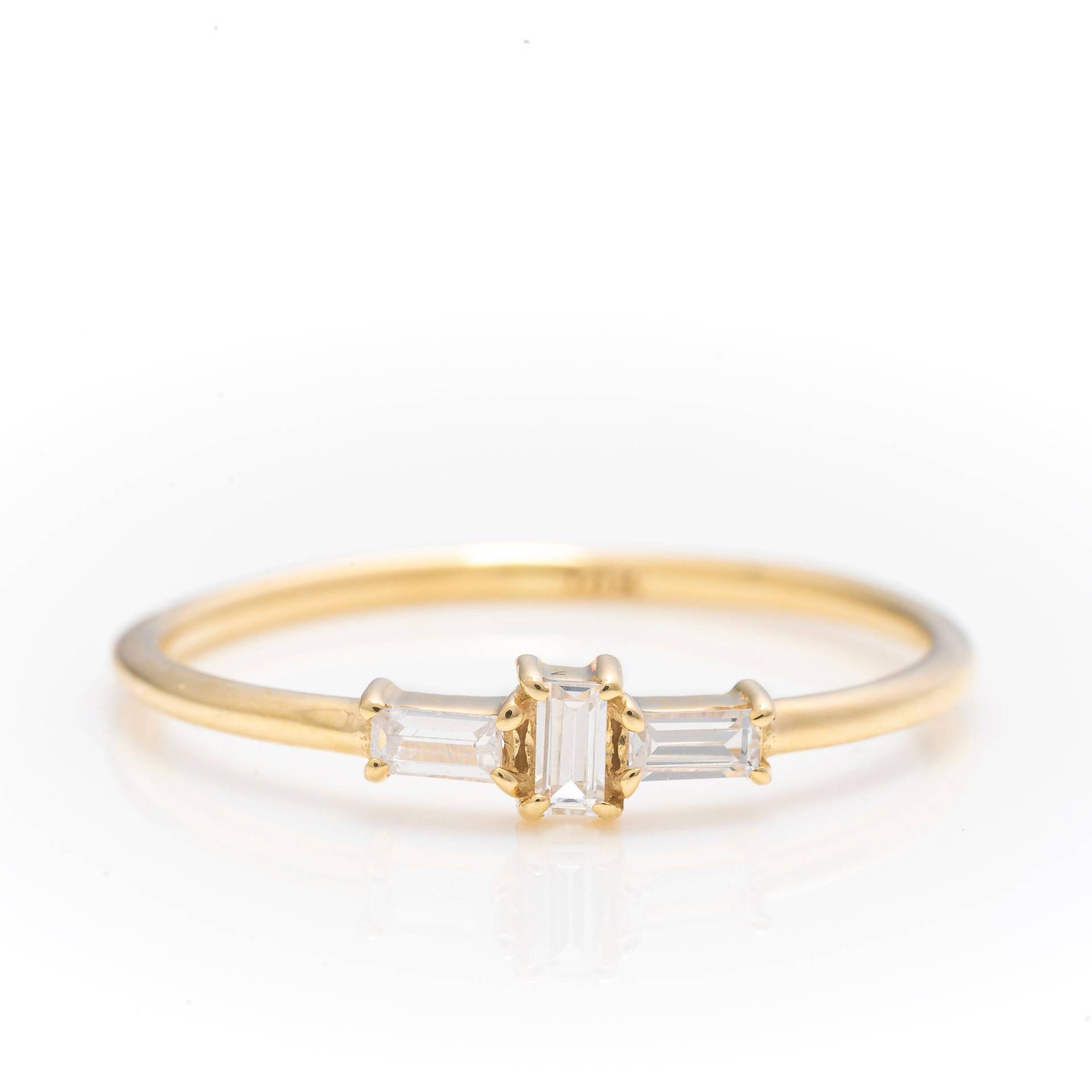 Massiver Gold Baguette Ring/stapelbarer Echt Premium Handgemachter Feiner Schmuck Von Selanica von SelanicaFineJewelry