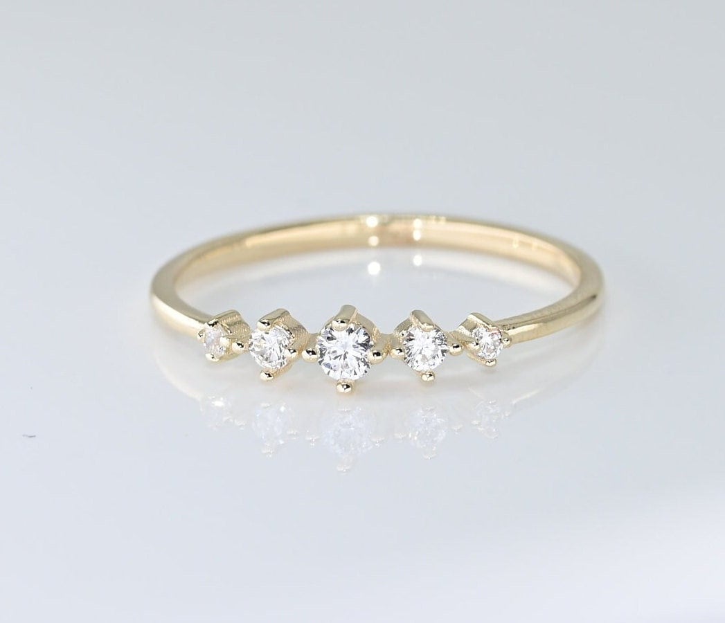 14K Solid Gold Zierliche Cluster Ring/Echtes Einzigartiges Design Premium Für Sie Handgemachter Feiner Schmuck Von Selanica von SelanicaFineJewelry