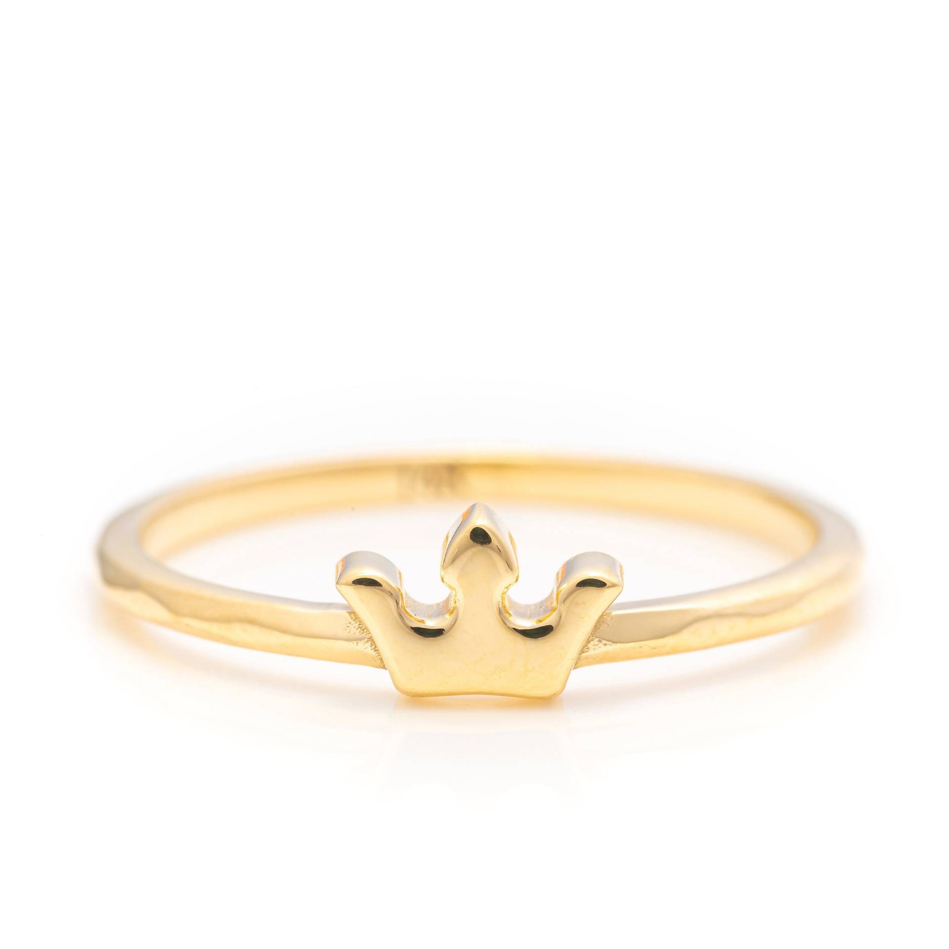 14K Solid Gold Zierlicher Kronenring, Echtgold Premium Handgemachter Edler Schmuck Von Selanica von SelanicaFineJewelry