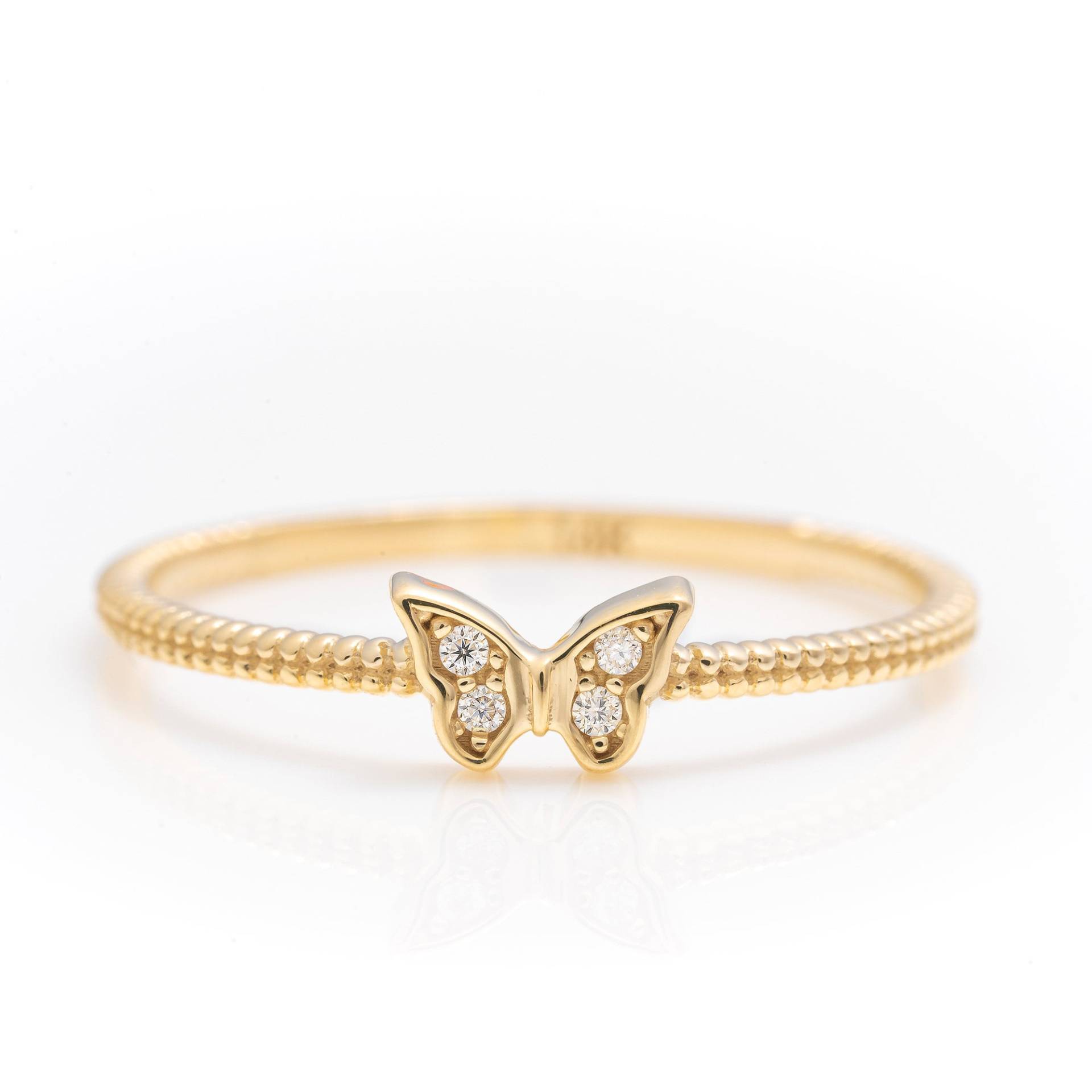 14K Solid Gold Zierlicher Schmetterling Ring/Echtgold Für Sie Einzigartiges Design Band Handgemachter Feiner Schmuck Von Selanica von SelanicaFineJewelry