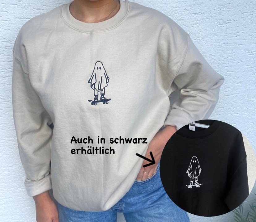 Vintage Halloween Sweater Bestickt Skateboard Geist Vintage Halloween Sweater Bestickt Skateboard Geist von SelbstbesticktJL