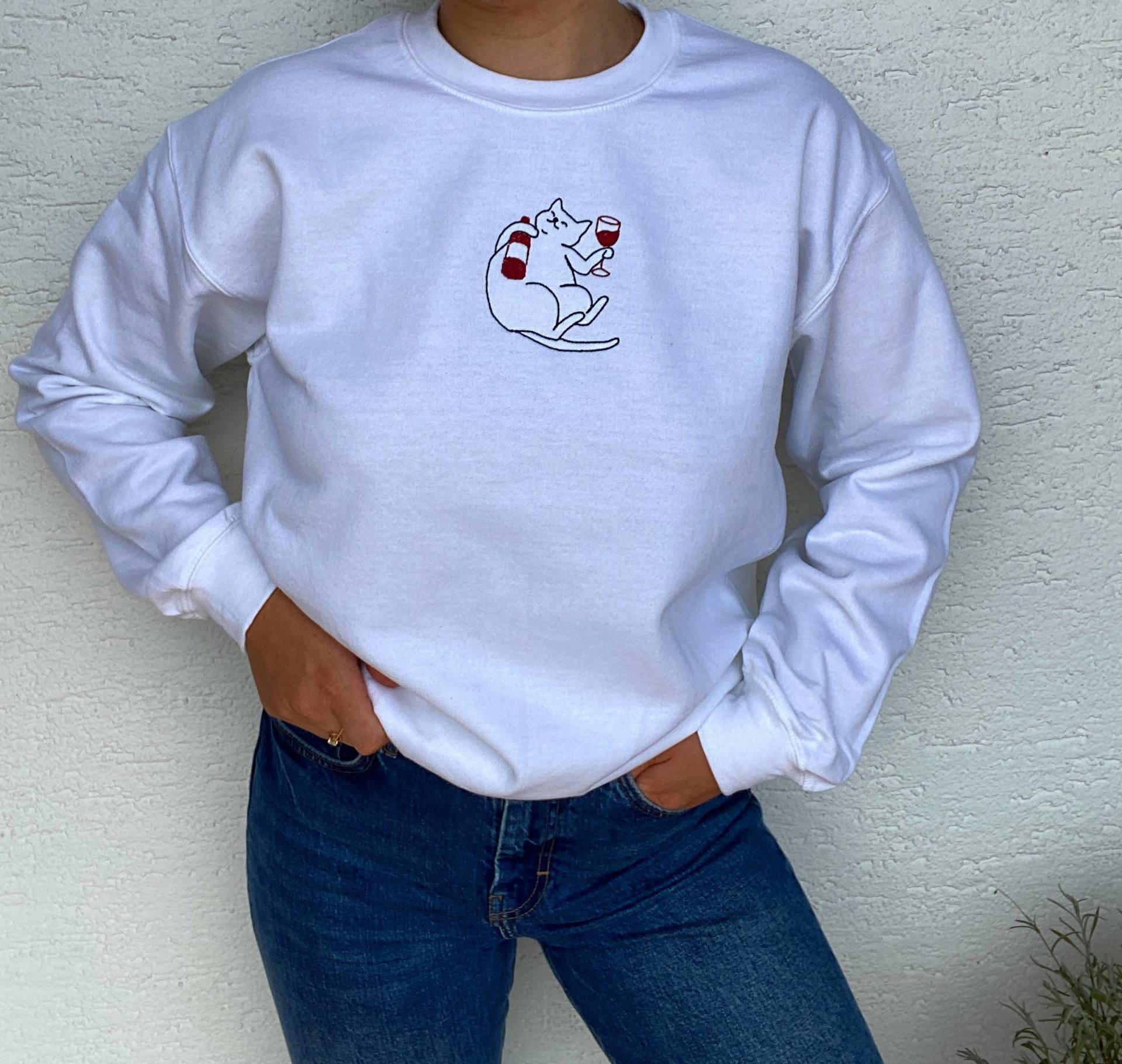 Vintage Sweater Bestickt Drunk Cat Vintage Sweater Bestickt Drunk Cat von SelbstbesticktJL