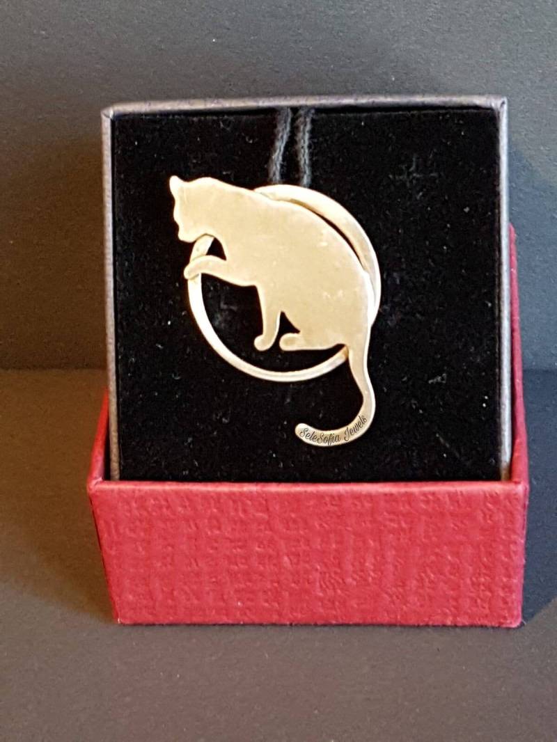 Ciondolo Gatto in Argento 925 "Around The Cat" Silber Katzen Halskette Halsband Anhänger Haustiere Katzenschmuck von SeleSofiaJewels