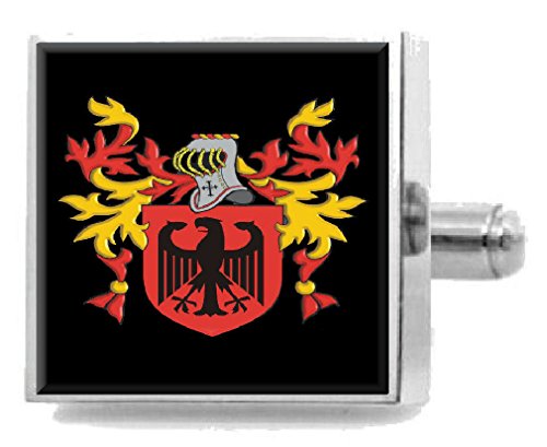 Banester Manschettenknöpfe mit englischem Heraldik-Wappen, Sterlingsilber, gravierte Box von Select Gifts