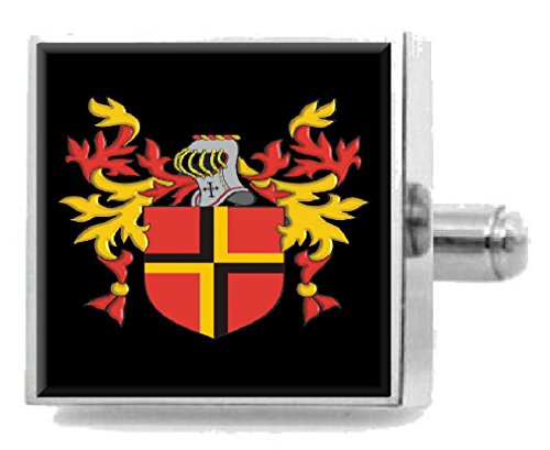 Bone England Heraldik Wappen Sterling Silber Manschettenknöpfe Gravur Nachricht Box von Select Gifts