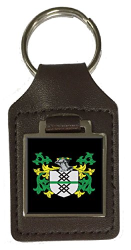 Delorean Schlüsselanhänger mit Familienwappen, braunes Leder, graviert, silber, Einheitsgröße von Select Gifts