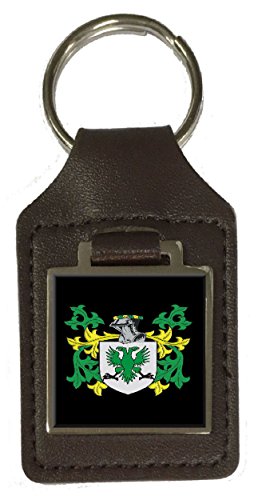 Pinniger Familienwappen Familienwappen Wappen braun Leder Schlüsselanhänger graviert, braun von Select Gifts