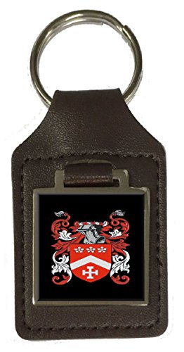 Schlüsselanhänger Stoner Familienwappen Familienwappen Wappen Braun Leder Gravur, silber, Einheitsgröße von Select Gifts