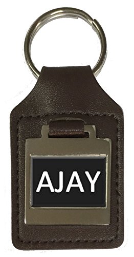 Schlüsselanhänger aus Leder für Geburtstag, Name, optionale Gravur – Ajay, braun von Select Gifts