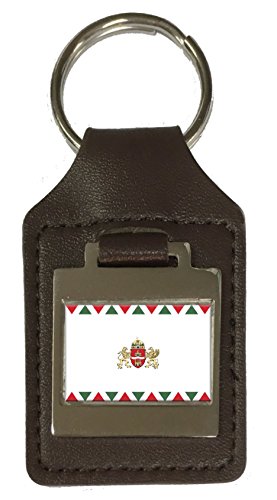 Schlüsselanhänger aus Leder mit Gravur Budapest Stadt Ungarn Flagge, silber, Einheitsgröße von Select Gifts