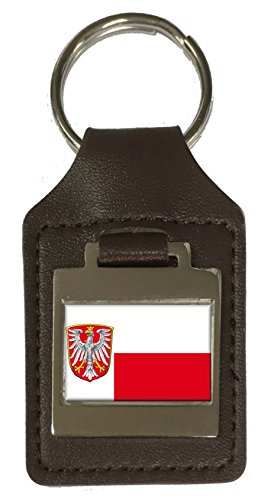 Schlüsselanhänger aus Leder mit Gravur Frankfurt am Main City Deutschland Flagge, silber, Einheitsgröße von Select Gifts