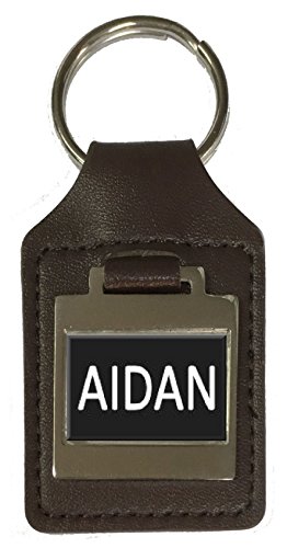 Schlüsselanhänger aus Leder mit Namensgravur – Aidan, silber, Einheitsgröße von Select Gifts