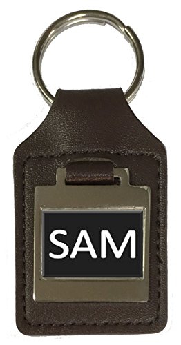 Schlüsselanhänger aus Leder mit Namensgravur - Sam, braun von Select Gifts