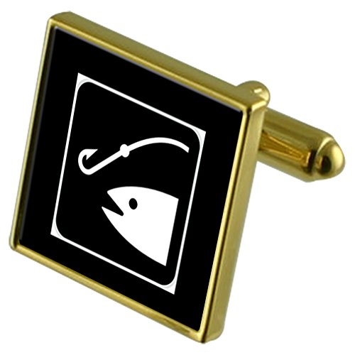 Select Gifts Angeln Haspel Haken Gold-Manschettenknöpfe im Beutel von Select Gifts