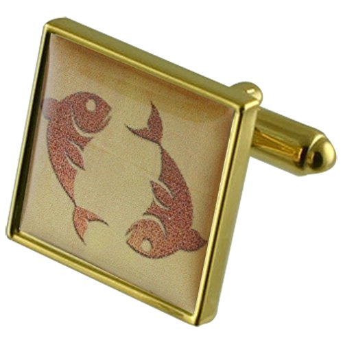 Select Gifts Pisces Zodiac Star Sign Birthday gold Manschettenknöpfe Wählen Sie Geschenke Beutel von Select Gifts