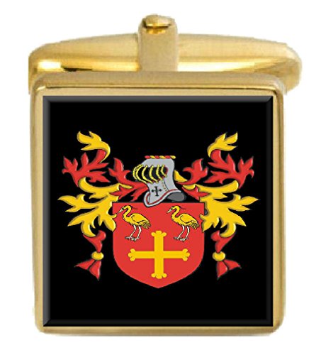 Select Gifts Theakston Manschettenknöpfe England-Familienwappen Wappen Wappen Gold Gravierte Box von Select Gifts