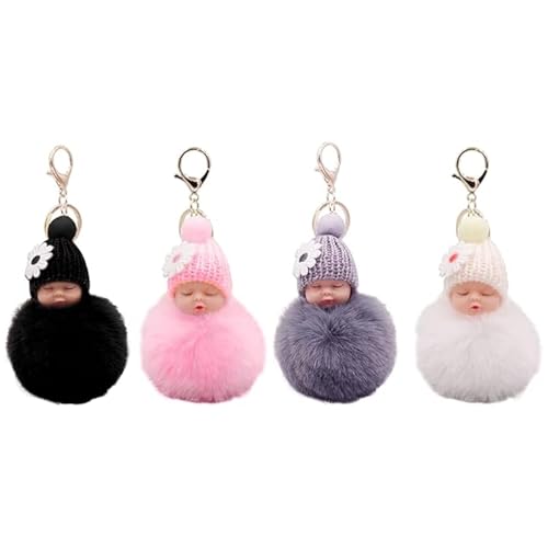 Select Zone Bommel - 4 Stück Plüsch-Schlüsselanhänger mit schlafender Babypuppe Select Zone Bommel - 4 Stück Plüsch-Schlüsselanhänger mit schlafender Babypuppe von Select Zone