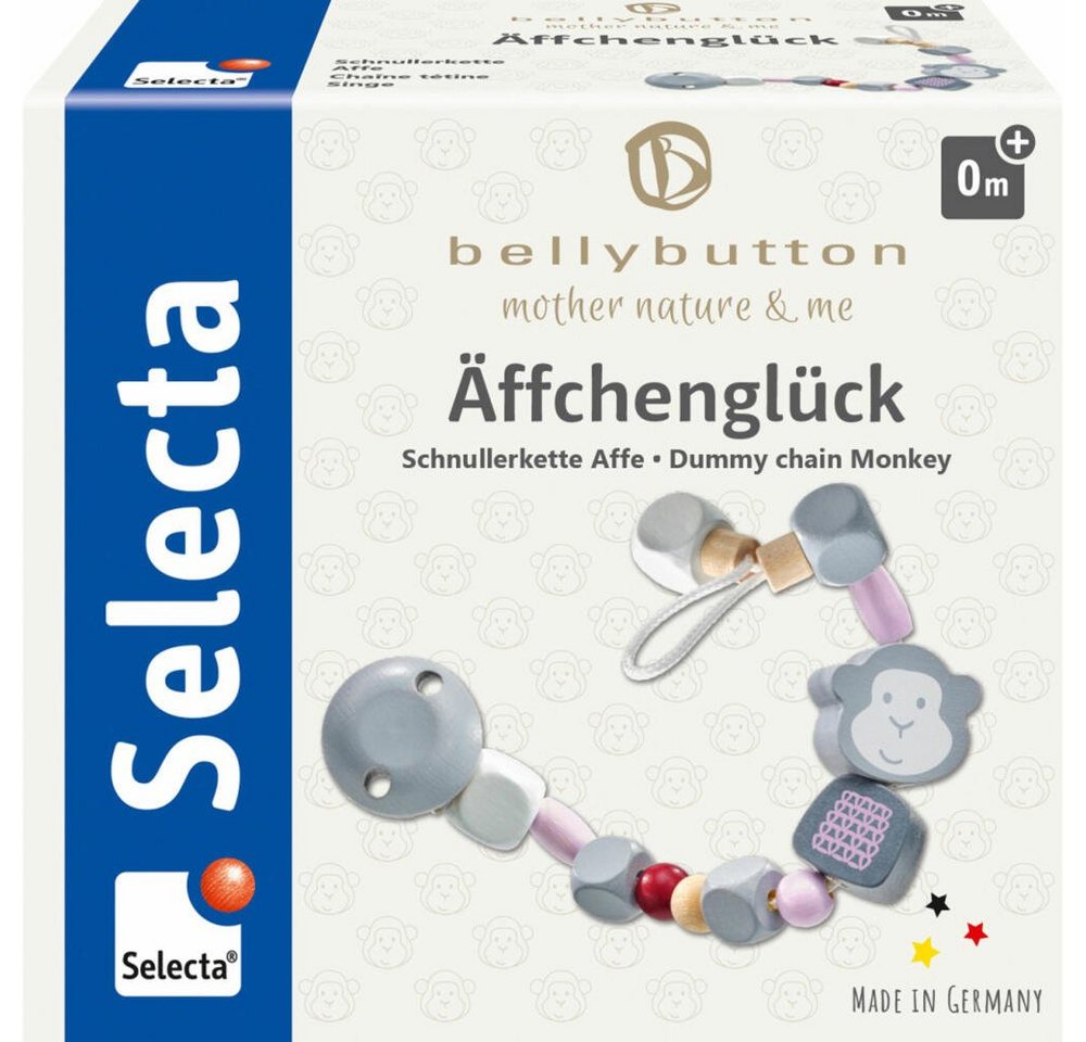 Selecta Schnullerbefestigung bellybutton Äffchenglück Schnullerkette Rosa von Selecta