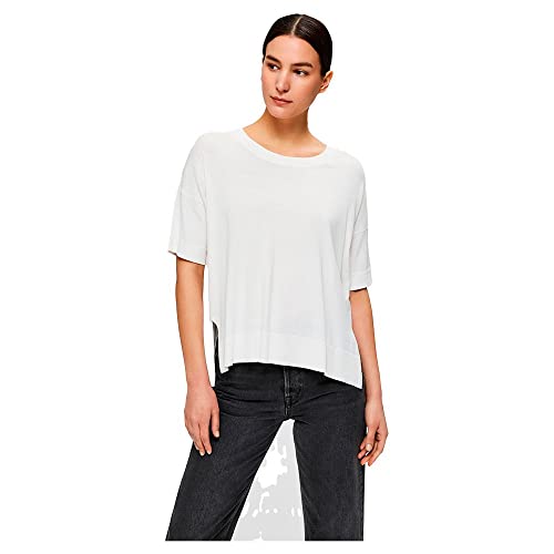 SELECTED FEMME Damen T-Shirt SLFWILLE SS Knit O-Neck NOOS, Weiß (Snow White), 36 (Herstellergröße: S) von SELECTED FEMME