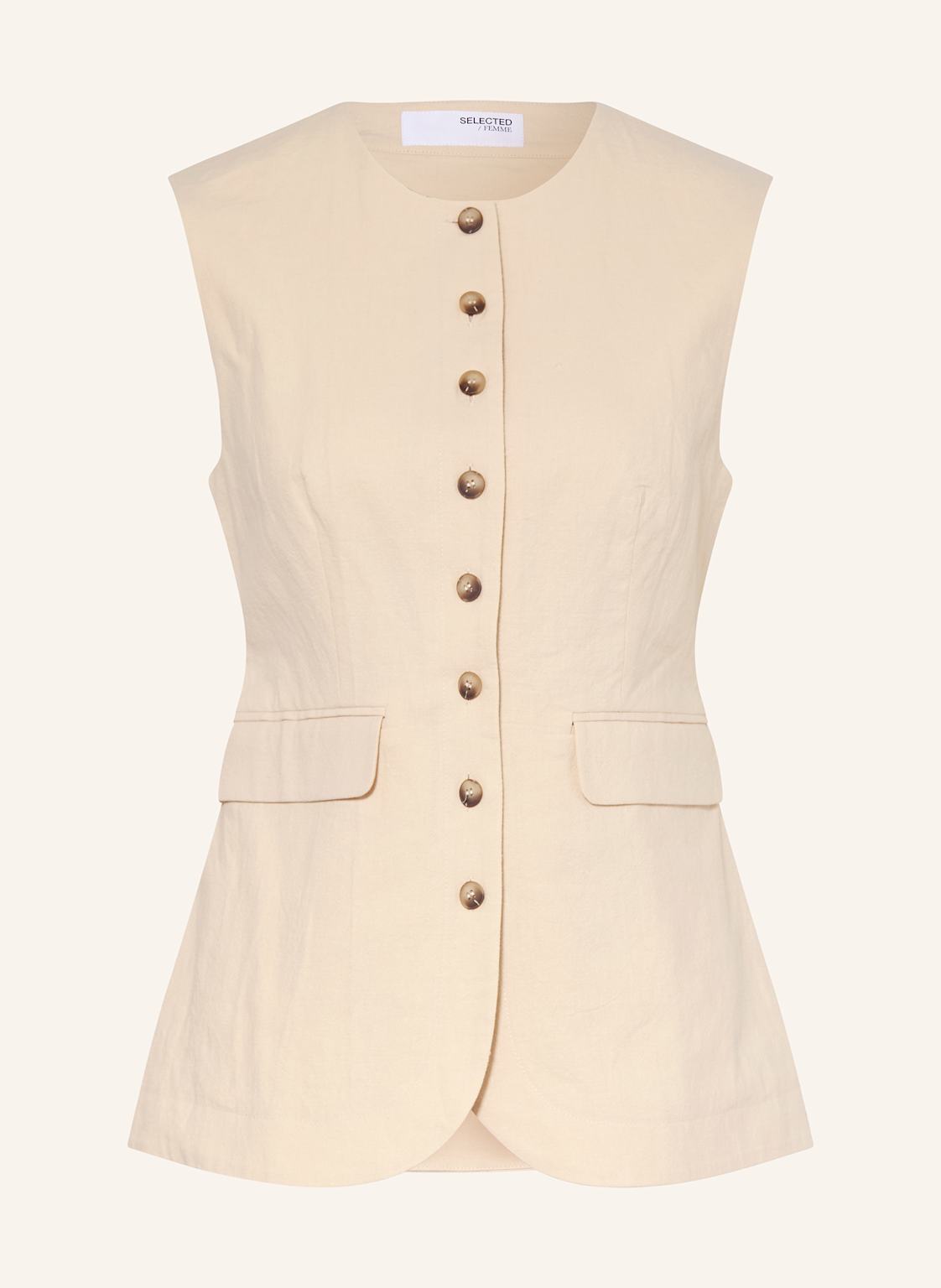Selected Femme Blazerweste Mit Leinen beige von Selected Femme