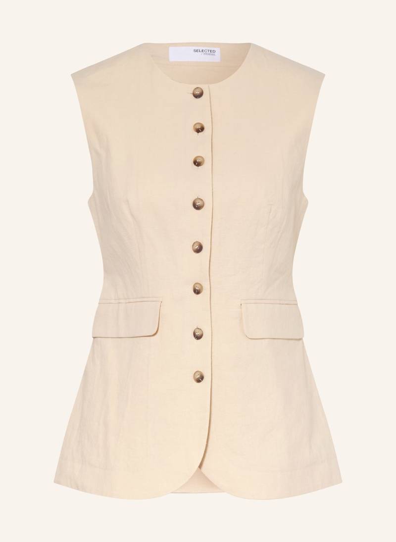 Selected Femme Blazerweste Mit Leinen beige von Selected Femme