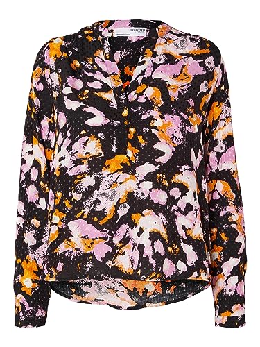 SELECTED FEMME Damen SLFIRENE LS AOP TOP NOOS Bluse, Black/AOP:AOP, 36 von SELECTED FEMME