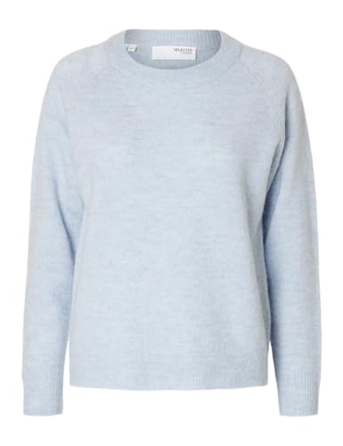 SELECTED FEMME Damen SLFLULU LS Knit O-Neck B NOOS Strickpullover, Cashmere Blue/Detail:Melange, S von SELECTED FEMME