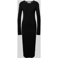 Selected Femme Midikleid in Ripp-Optik Modell 'CARO' in Black, Größe M von Selected Femme
