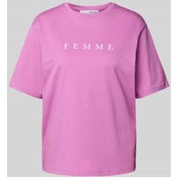 Selected Femme Oversized T-Shirt mit Label-Print Modell 'VILJA' in Fuchsia, Größe M von Selected Femme