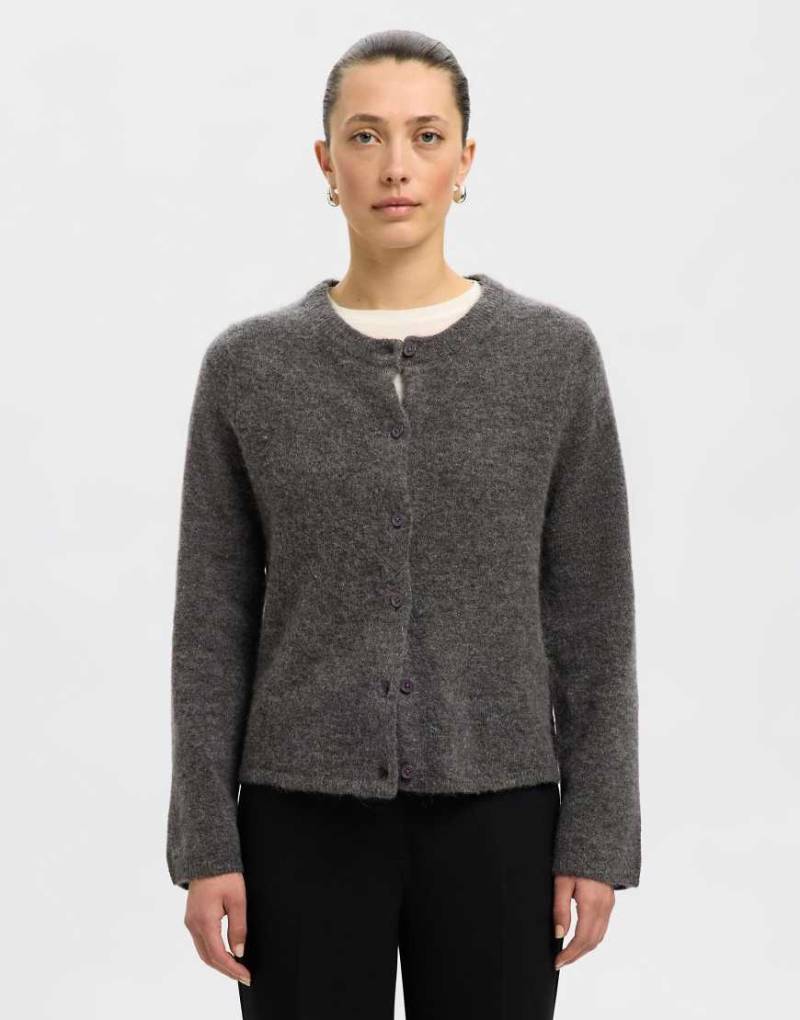 Selected Femme - Strickjacke in Mittelgrau meliert von Selected Femme